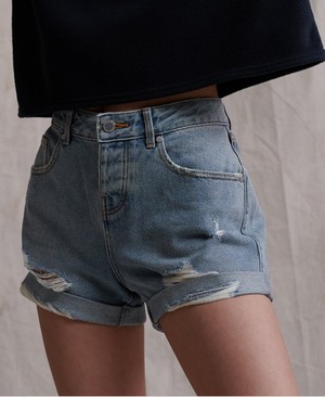 Superdry Steph Boyfriend Short Női Rövidnadrág Világos Sötétkék | WEYKP5207